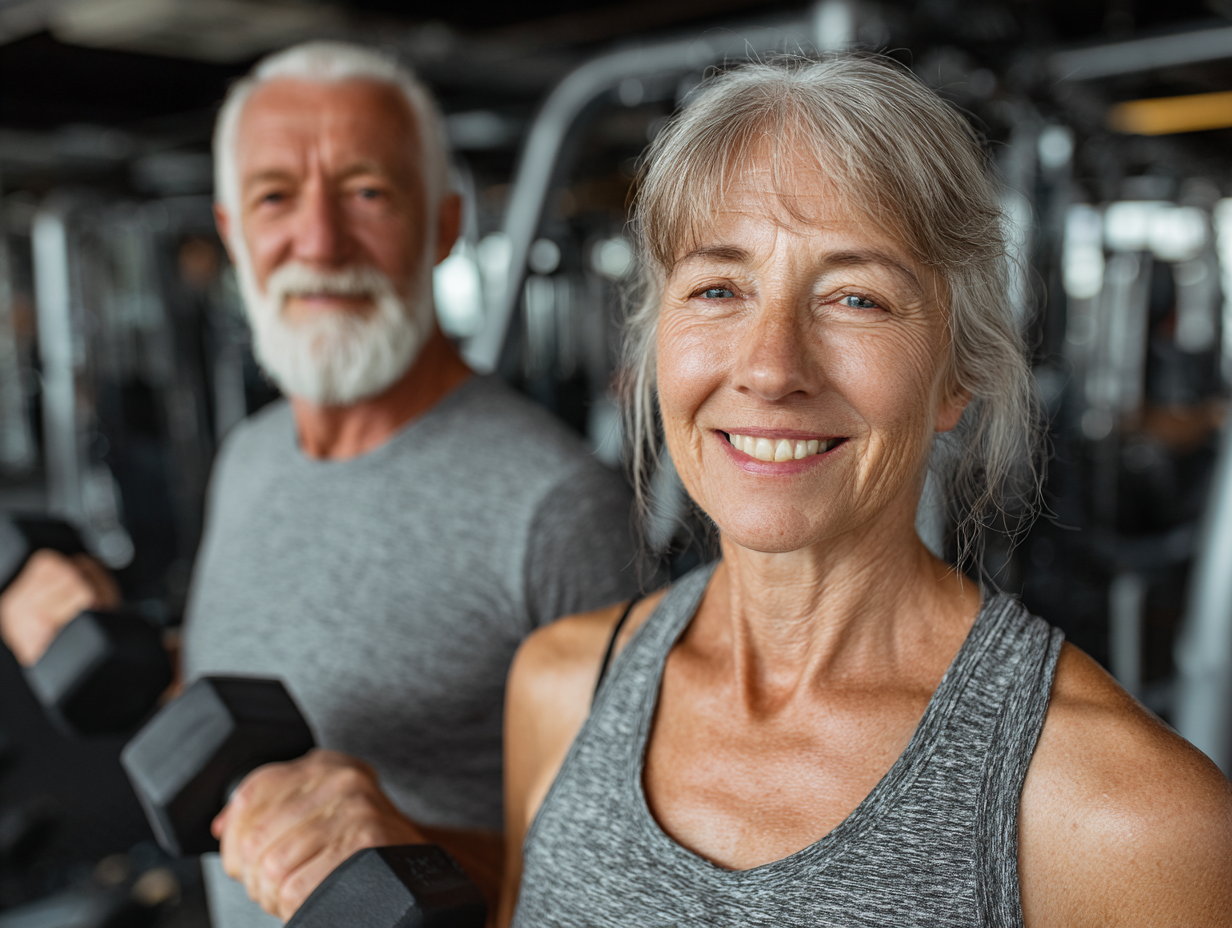 Група старших людей займається фітнесом
